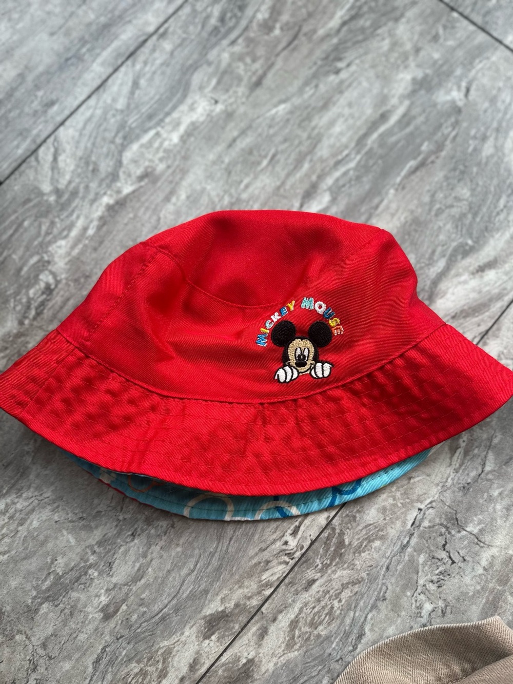 Disney Mickey Mouse Kids Reversible Bucket Hat Red Blue Embroidered Sun Hat 0002
